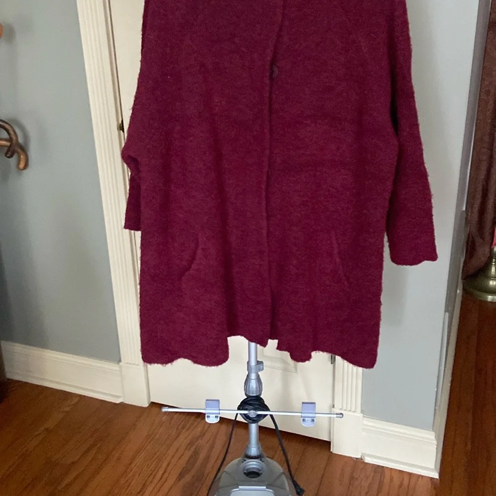 Women's Wool Eileen Fisher Burgundy Sweater - Picture 6 of 9